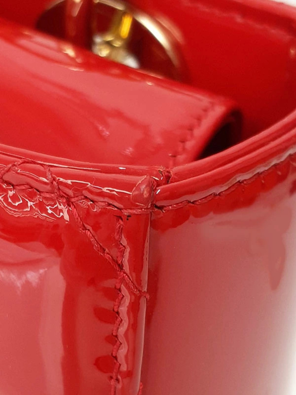 Christian Dior Patent Cannage Lady Dior Bag bright Cherry Red - Picture 8 of 9